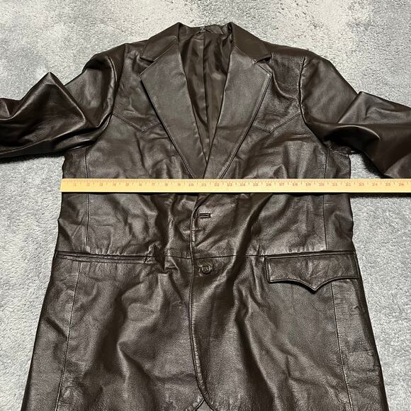 CIRCLE Weatern Leather Blazer Mens 44R Brown Leather Jacket Rockabilly ** - Picture 7 of 10